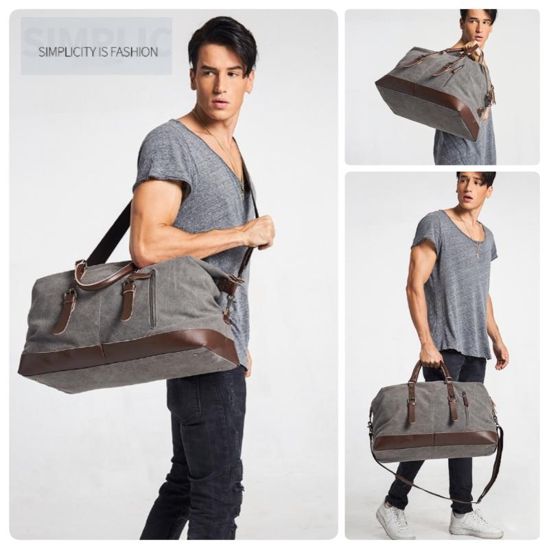 Простая мужская парусиновая дорожная сумка из искусственной кожи для занятий спортом на открытом воздухе, тренажерный зал, фитнес-сумка, большая вместительная сумка с несколькими карманами, сумка для выходных, спортивная сумка