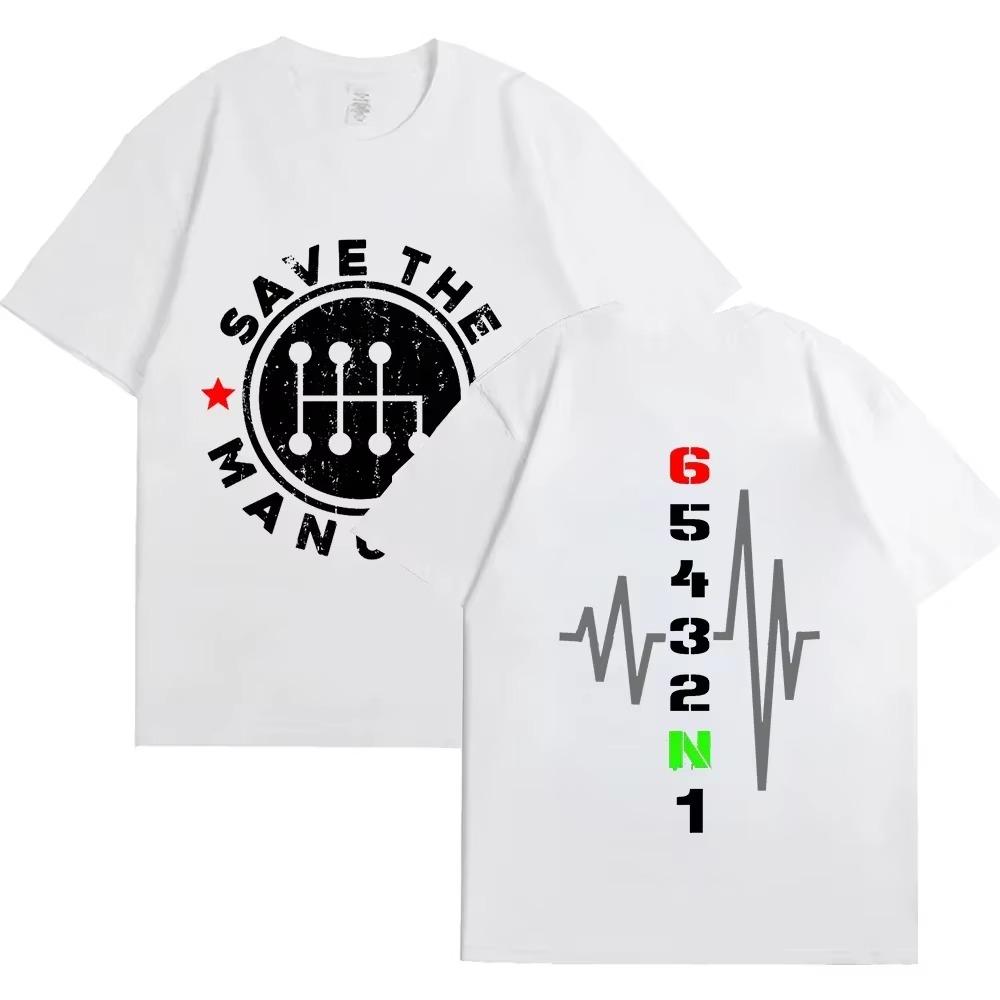 2024 Men's Clothing Save The Manual Tees Double Sided Print T-shirts Funny Men Short Sleeve Tops Round Neck Trendy Streetwear
