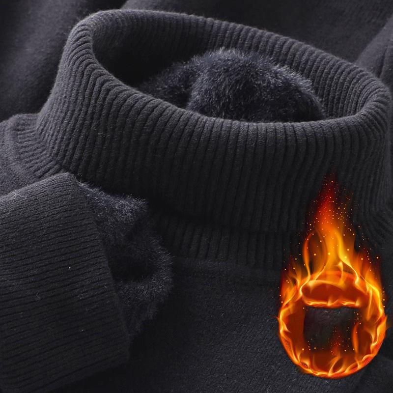 Мужской спортивный костюм Свитер с высоким воротником из трикотажа пилинг-стойкий Приталенный Пуловер с длинным рукавом Однотонная трендовая одежда