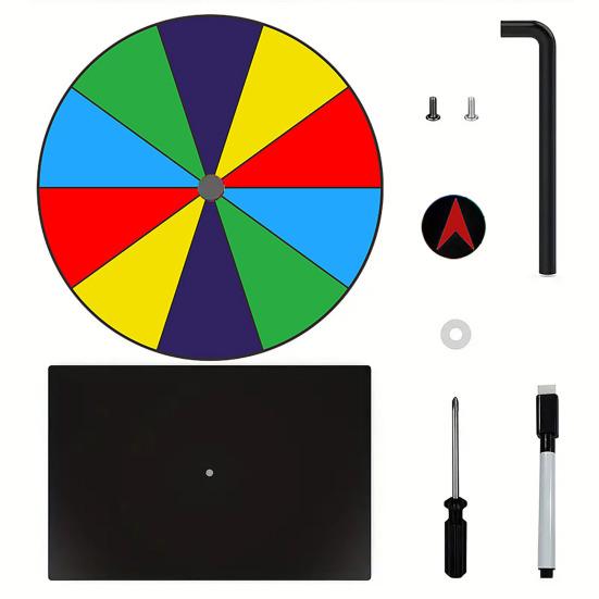 Acrylic Rainbow Prize Wheel with Pen 8/10 Slots Dry Erase Spinning Wheel with Stand DIY Spinner Roulette Fortune Wheel Party Board Game Props