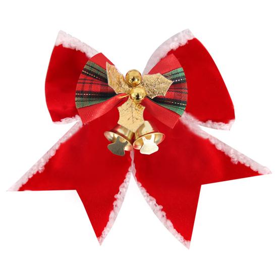 Рождественский бант-подвеска с колокольчиками, звонкий цветной бант из ленты, подвесное украшение на елку, подарок ручной работы, веселое рождественское украшение для дома