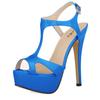 New Women Sandals 14cm Sexy T-Strap Peep Toe Platform Summer Red Wedding Shoes Patent Leather Thin High Heels Shoe