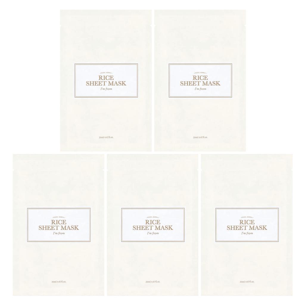 I'M FROM Rice Beauty Sheet Mask, 5 Sheets, 20Ml (0.67Fl Oz) Each