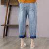Ретро винтажные джинсовые укороченные брюки, большие женские весенне-осенние свободные повседневные джинсы