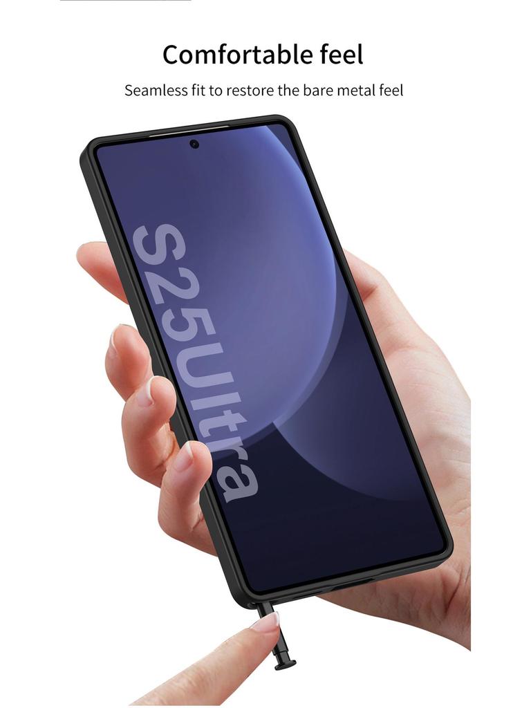 Чехол-подставка Samsung S25 Ultra - Ударопрочный матовый кожаный жесткий чехол