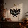 Rustic Wood Holiday Plaque Halloween Decorations, Gothic Bat Wooden Sign for Front Door, Unwelcome Shape Door Decor Decor, Party Favors Supplies