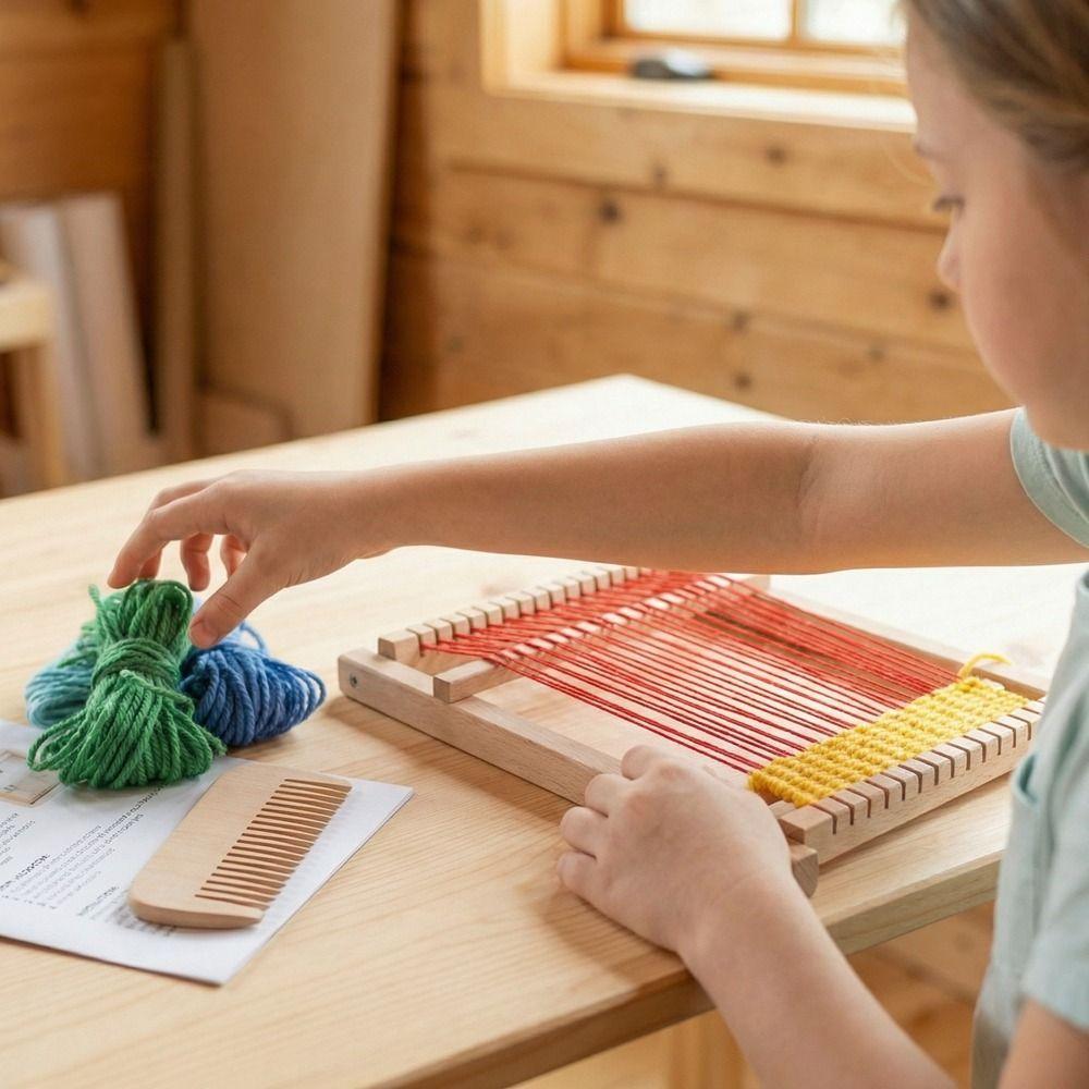 Набор для начинающих DIY Деревянный Деревянный ткацкий станок Мини Съемная ручная вязальная машина Легкие инструменты для вязания пряжей Для
