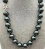Stunning Big 14mm Round Tahiti Black South Sea Shell Pearl Necklace