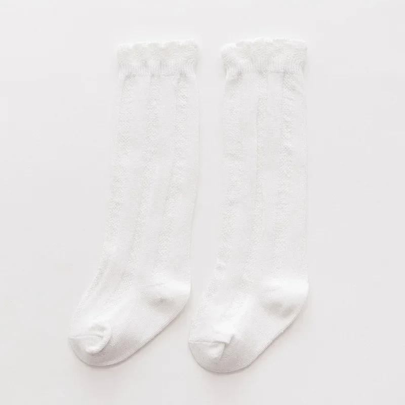 Однотонные конфетные цвета осенние хлопковые носки до колена двойной вязки для маленьких девочек-принцесс от 1 до 10 лет детские носки