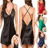Sexy Nighte Dress Plus Size Imitation Ice Silk Backless Cross Suspended Sleeping Dress Women's Nightwear Sexy Sleepwear