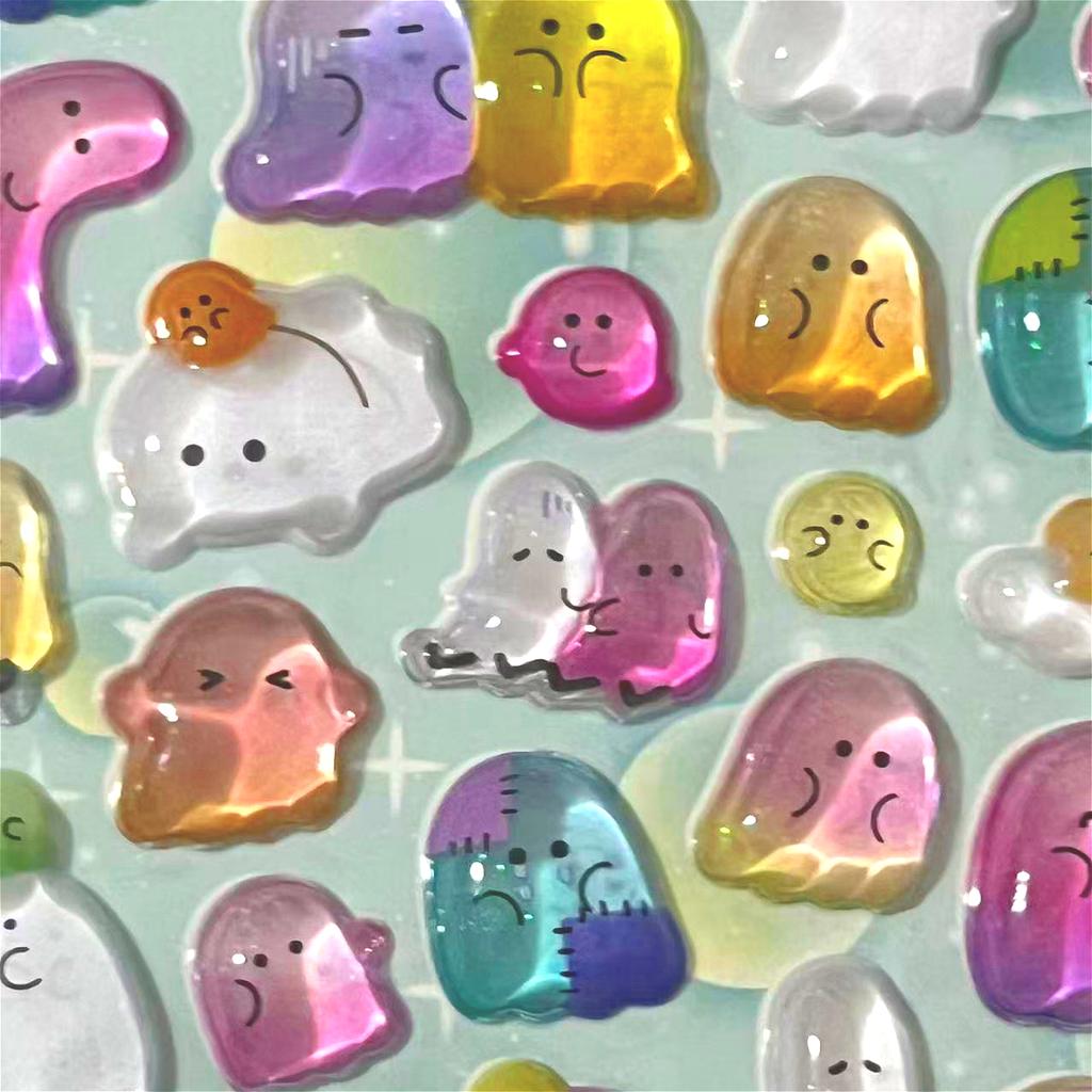 Fun 3D Yoyo Family Ghost Cute Embossed Crystal Decorative Stickers - Kids Stationery Scrapbook Creative Stickers