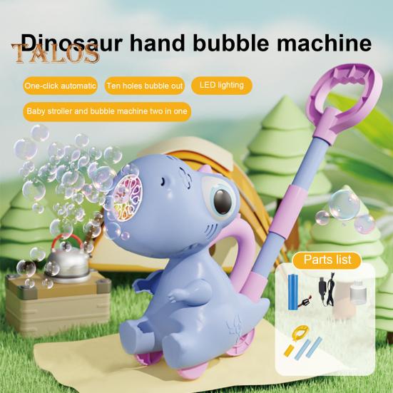 Dinosaur Bubble Machine for Kids Rechargeable Bubble Maker with Lights Portable Outdoor Toys for Toddlers 3-6 Year Old Boys Girls