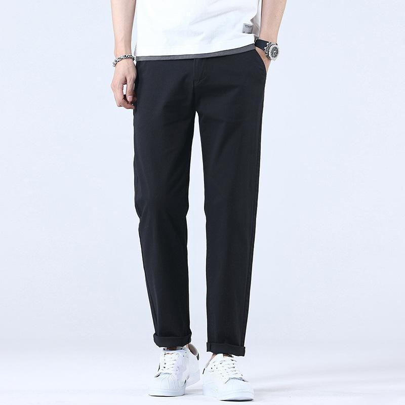 Дышащий хлопок Тонкий мягкий ткань мужские повседневные брюки мужские корейские летние брендовые спортивные рабочие прямые узкие брюки