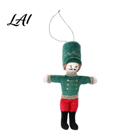 Christmas Tree Ornament Nutcracker Fabric Ornament Handmade Stuffed Soldier Decoration Pendant Xmas Hanging Decor Pendant Party Supplies Retro