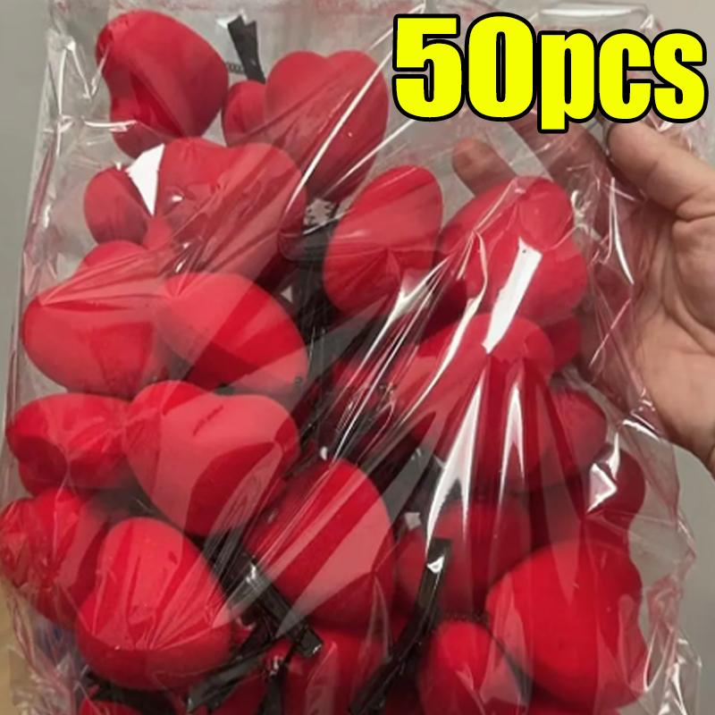 5-50pcs 3D Peach Heart Spring Hairclips for Students 2026 Valentine's Day Love Hair Hoop Children's Cute Hair Clip Headpiece