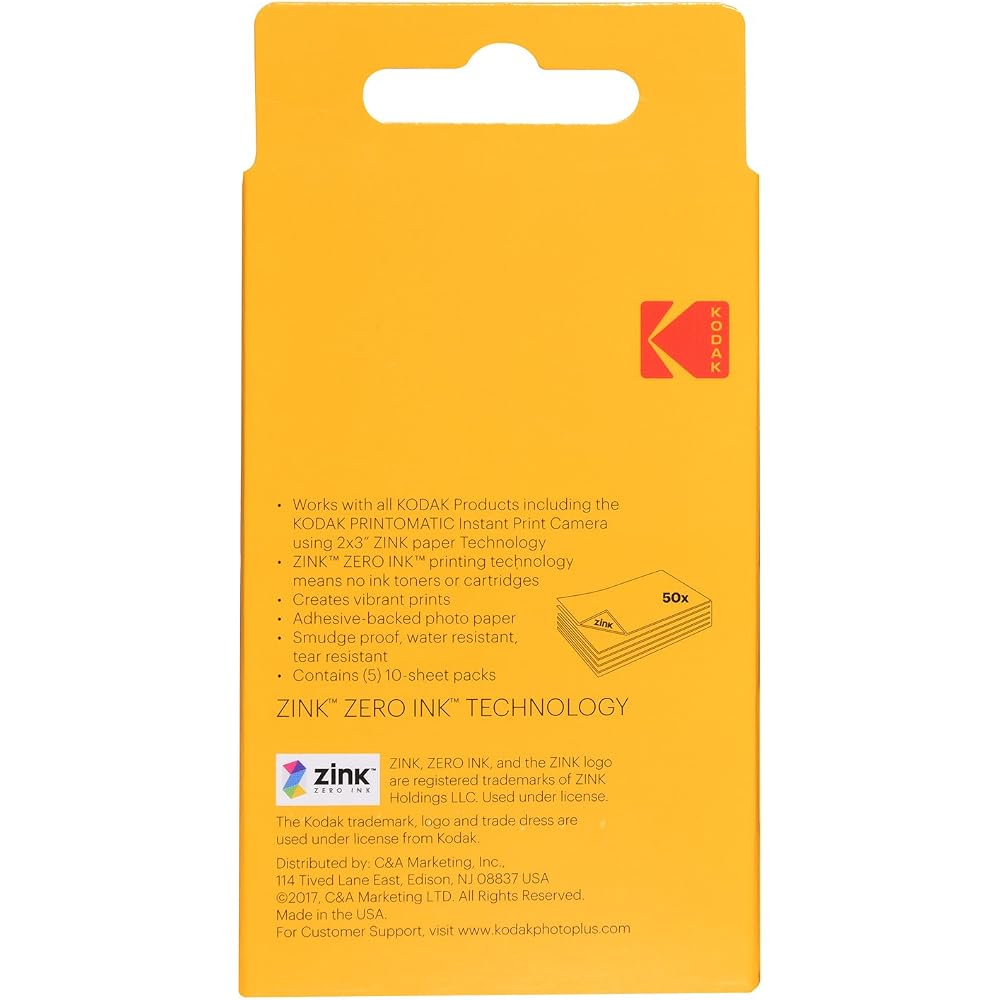 Kodak ZINK photo paper, 2 inches x 3 inches, compatible with Kodak Printomatic (not compatible with Kodak Mini Shot Mini 2).