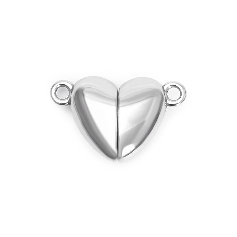 Stainless Steel Fine Polished Bright Surface Heart-shaped Magnet Clasps DIY Couple Bracelet Pendant with Connection Buckle