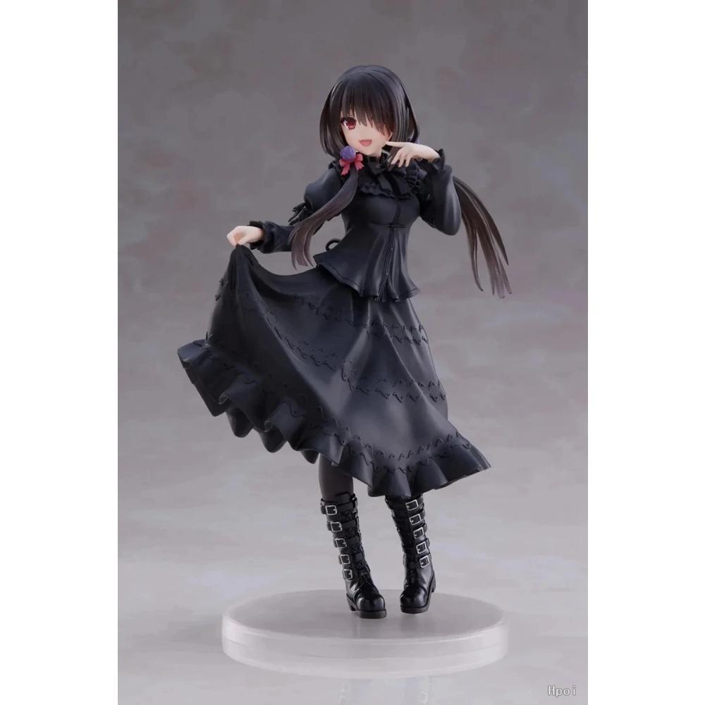18CM DATE A LIVE Tokisaki Kurumi Anime Figure Cute Girl Model Toy PVC Black Dress Dress Up Standing Model Car Interior Ornament
