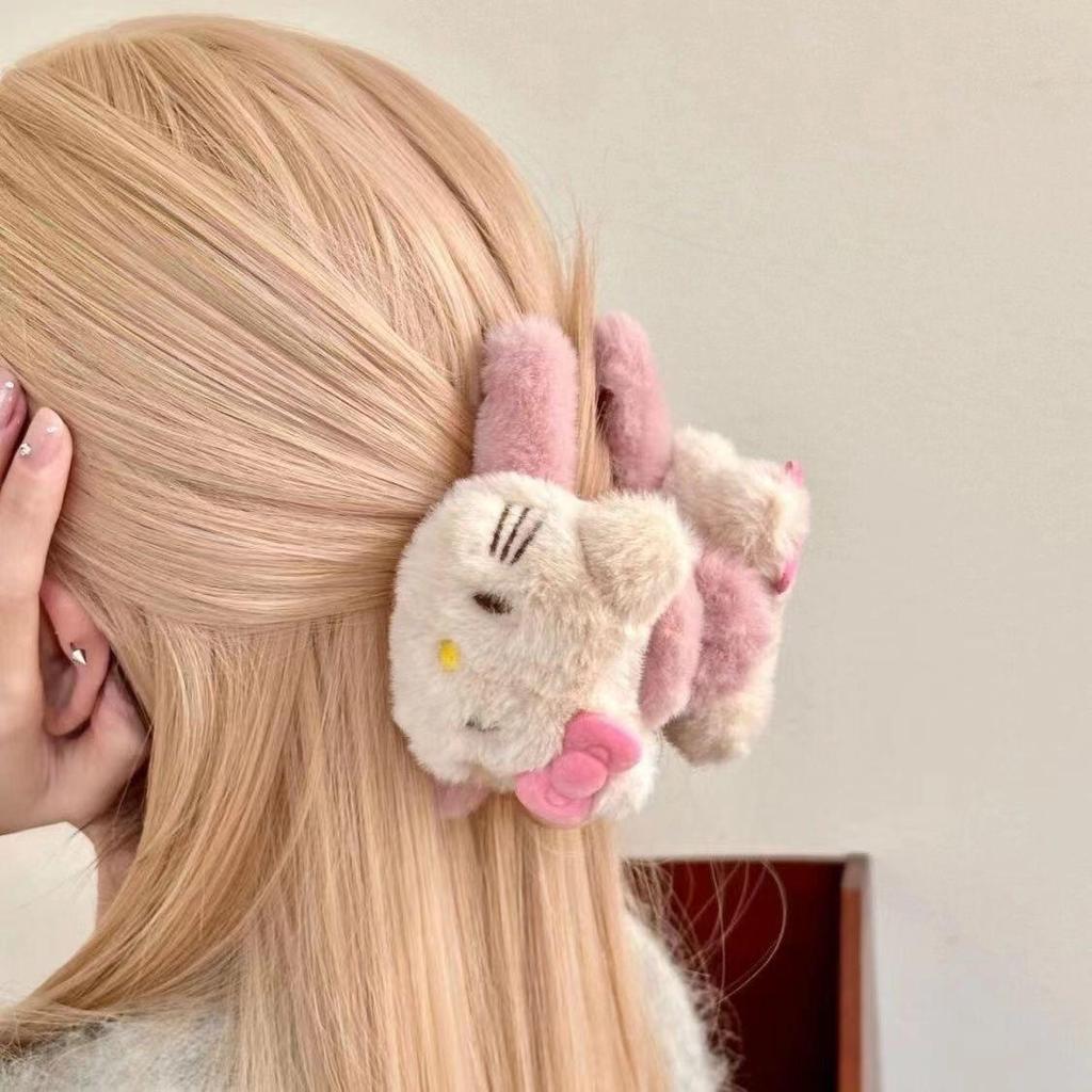 Милая Плюшевая Заколка для Волос Двусторонняя Когти Акулы Hello Kitty