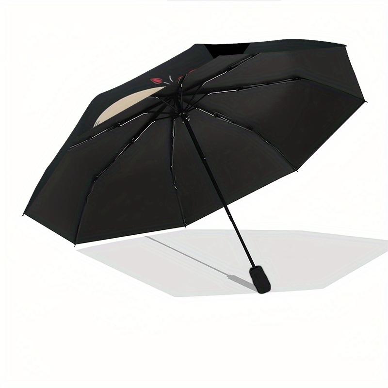Skull Roses Automatic Folding Umbrella  8 Ribs, Durable Iron Frame, Bright Color Pattern Compact Travel Umbrella, Suitable for Outdoor, Beac
