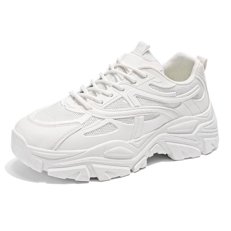 Весенние мужские дышащие белые сетчатые кроссовки - Модные повседневные кроссовки на толстой подошве для папы