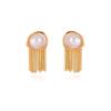 Vintage high-end metal hemming fringed pearl stud earrings baroque pearl earrings elegant and exquisite high-end earrings