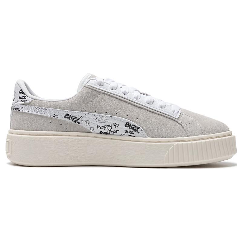 (WMNS) PUMA Suede Platform Draw 'Grey White' Women's 395904-02