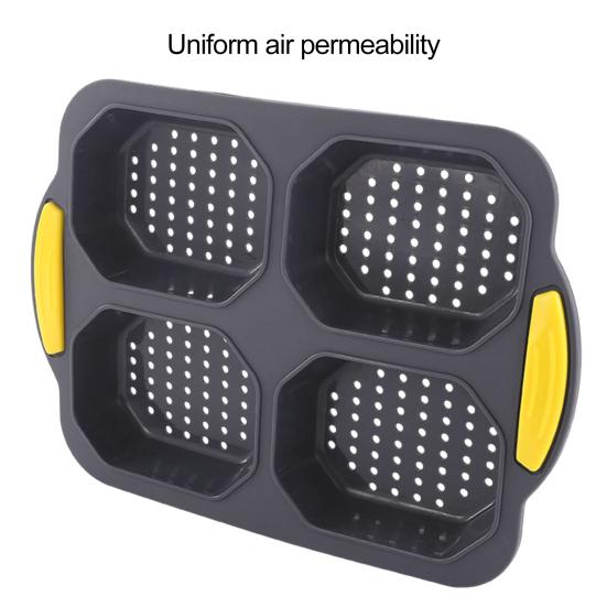 Bread Mold Heat Resistant Non-stick Pastry Mold Silicone Bread Baking Mold with 4 Grids for Home Kitchen