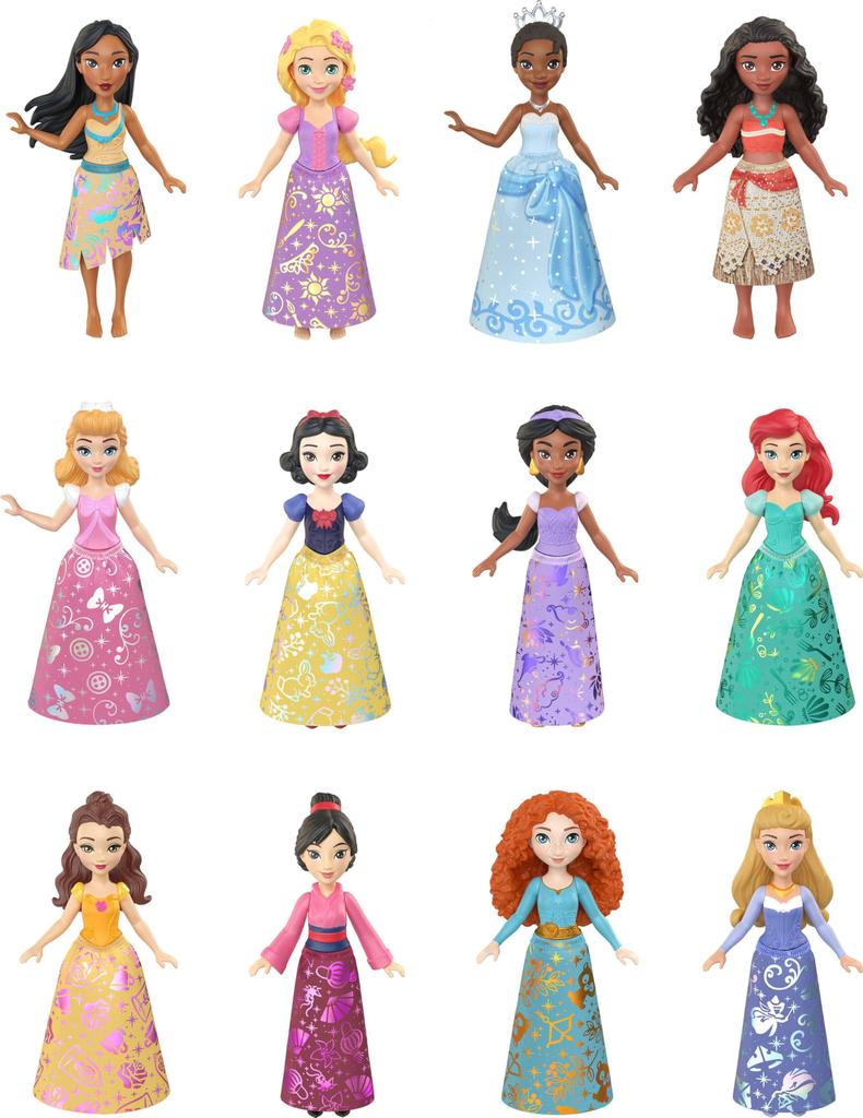 Игрушки Mattel Disney Princess Набор «Лучшие принцессы» с 12 маленькими подвижными куклами и фирменными нарядами Disney для коллекционирования, вдохновленные мультфильмами
