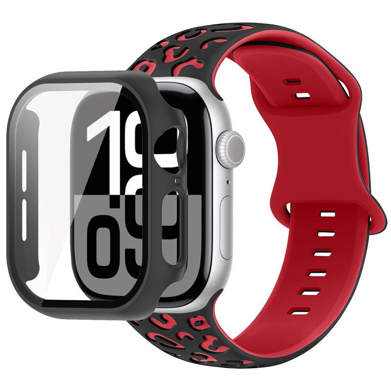 Ремешок-чехол 2в1 для Apple Watch 46 мм 44 мм 41 мм 41 мм 40 мм 38 мм 42 мм Чехол со стеклом для часов+Силиконовый браслет iwatch Series 11 10 9 8 7 6 5 4 SE3