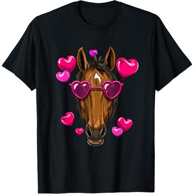 Horse Valentines Day Heart Love Couples Horse Lover Cowboy Cotton Men T Shirt