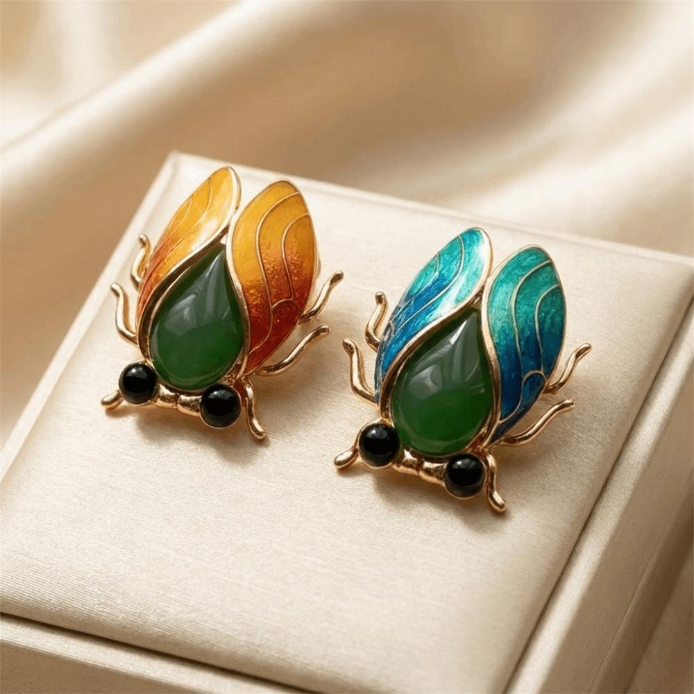 Zinc Zinc Alloy Insect Lapel Pin Real-like Enamel Brooch Vintage Cicada Brooch Gifts