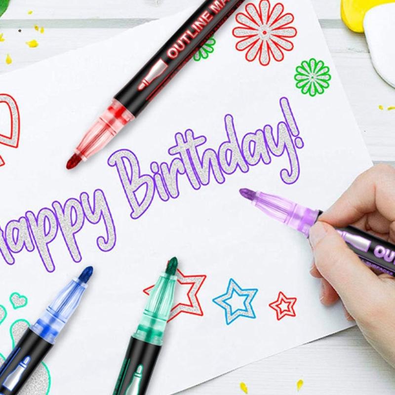 Marker Pen for Smooth Flow Glitter Gel Pen For Drawing Writing On Multiple Surfaces Fade Resistant Art Tools