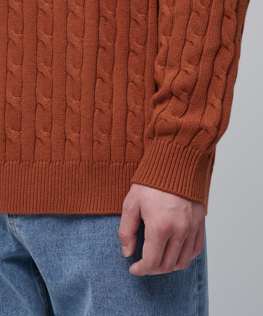 MUSINSA STANDARD Cable Crew Neck Knit [Tangerine]