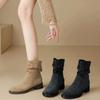New Pile Boots Women's Maillard Western Cowboy Boots Autumn Pile Thick Heel Retro Medium Tube Martin Boots
