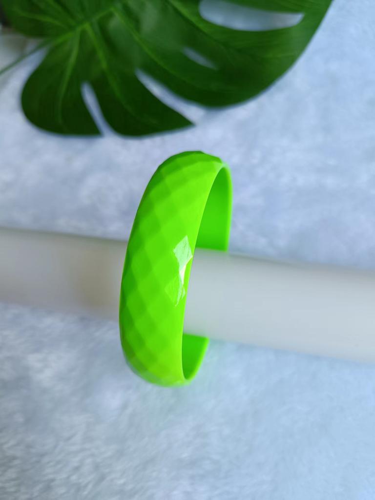 17MM Grid Fluorescent Color Vibrant Acrylic Resin bangle Bracelet Popular Fashion Colorful Daily Casual Matching Bracelet
