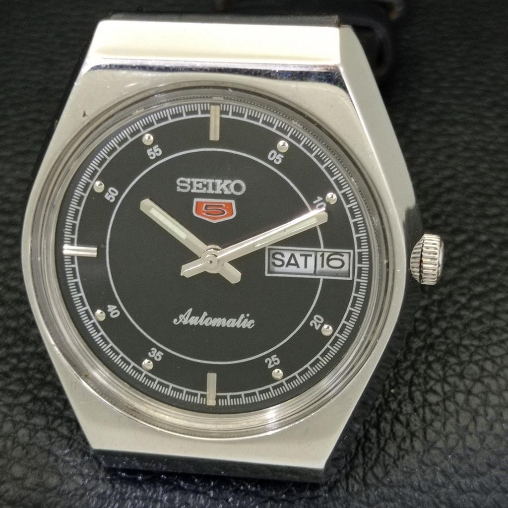 ЯПОНИЯ 6309A ВИНТАЖНЫЕ МУЖСКИЕ АВТОМАТИЧЕСКИЕ ЧАСЫ SEIKO 5 С ЧЕРНЫМ ЦИФЕРБЛАТОМ a701289-5 R206a-a701289