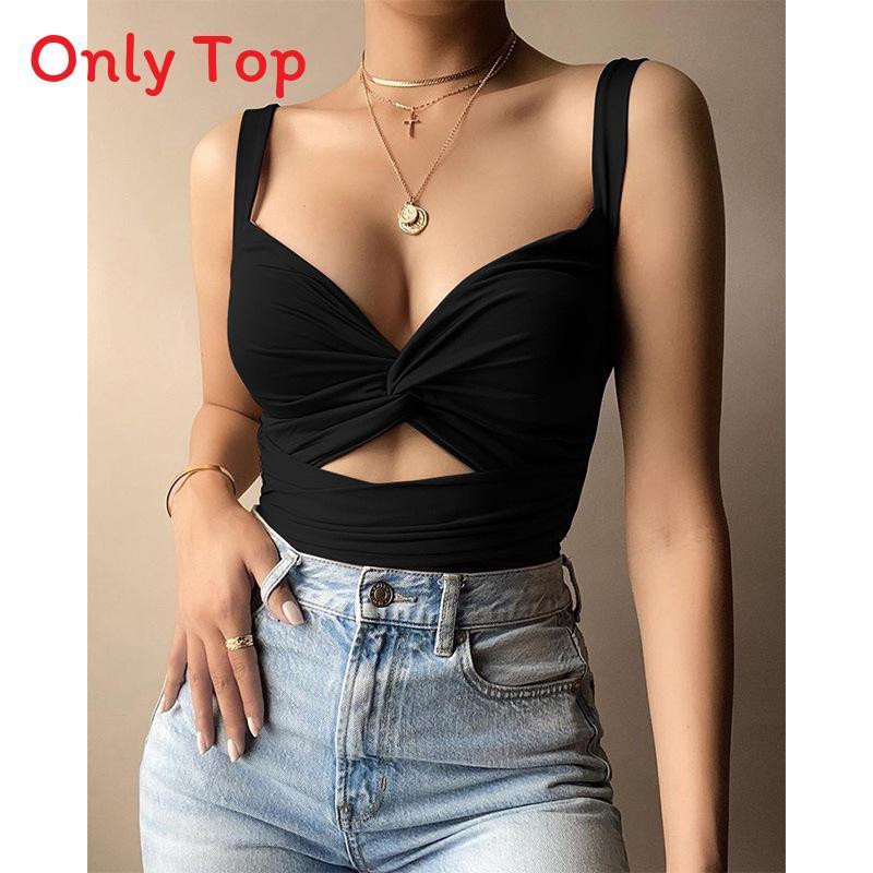 Women Summer Vneck Tank Top With Tiefront Elastic Band For Street Fashion