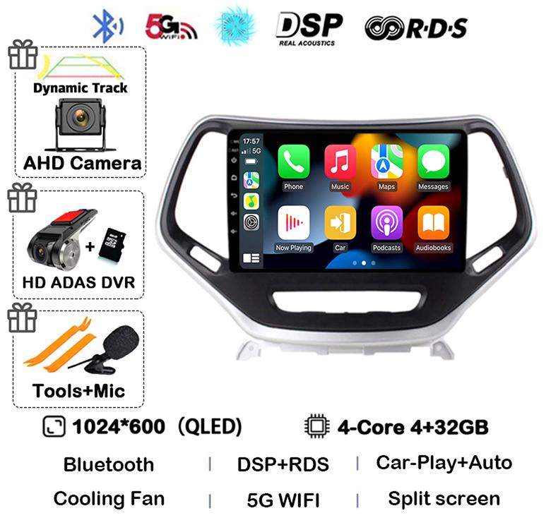 Android 14 Carplay Auto WIFI+4G для Jeep Cherokee 5 KL 2014 2015 2016 2017 2018 GPS автомобильный радиоприемник мультимедиа видеоплеер стерео
