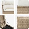 Sofa Set 5 pcs Beige and Cream White Poly Rattan and Steel