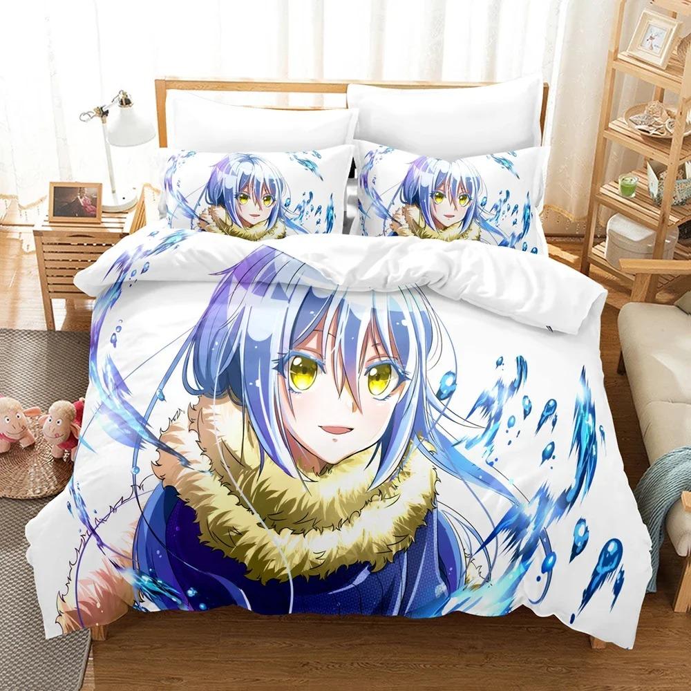 Комплект постельного белья с аниме «Когда я переродился в слизь» Rimuru Kids Gift Duvet Cover Pillowcases Queen King Single Size