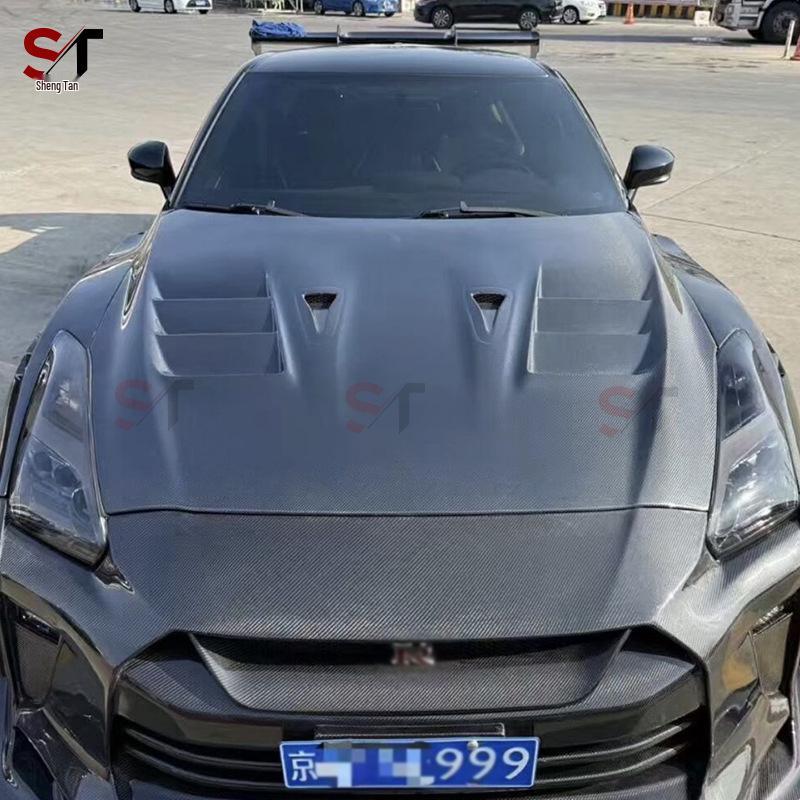 Compatible Carbon Fiber P Style Hood for Modified Nissan GTR R35 Front Cover