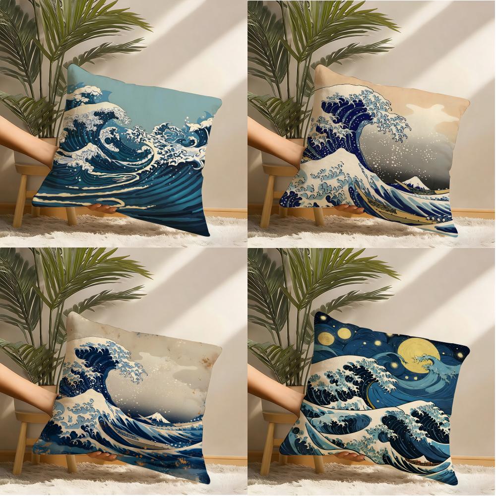 The Great Wave Off Kanagawa Pillow Case Pillowcase Doublesided Printed Sofa Cushion Bedroom Headboard Pillow
