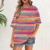 Women's Fashion Casual Gradient Color Loose Round Neck Short Sleeve Trendy Holiday T-shirt Top