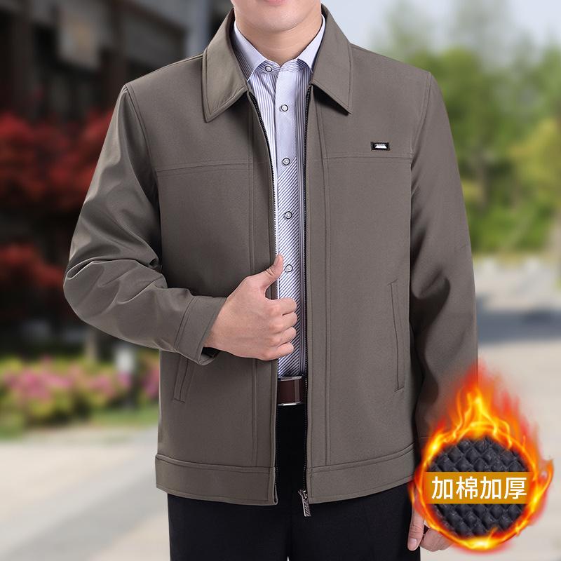 Autumn jacket autumn and winter men's jacket fleece thickened in the elderly