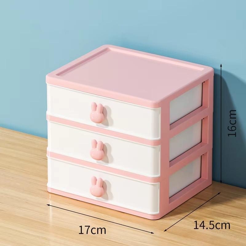 Cute Transparent Desk Organizer Drawer - Clear Plastic Stationery Storage Box Home School Office Organizing Container
