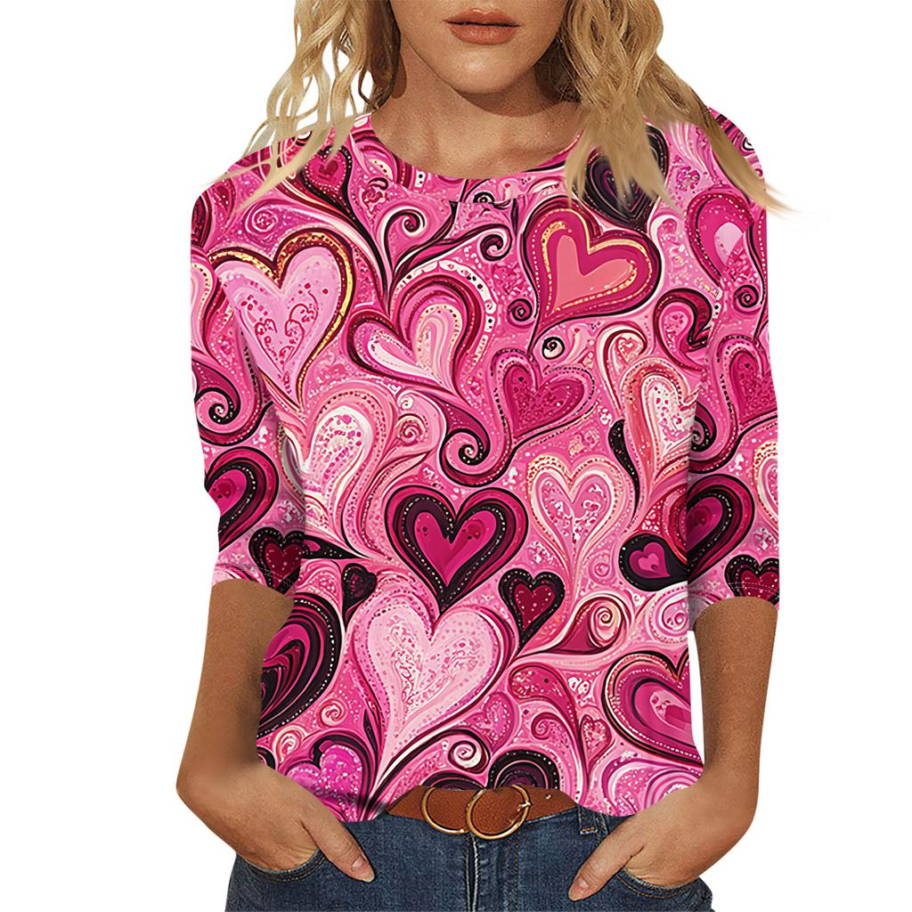 Женский модный и повседневный свитер с рукавом семь четвертей и принтом ко Дню святого Валентина