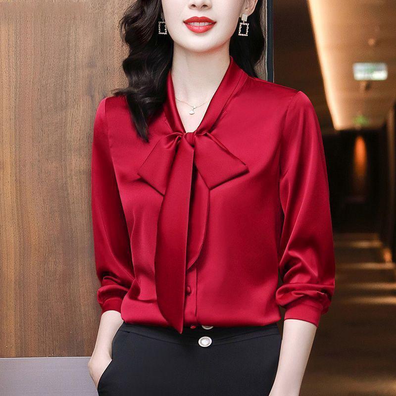 Элегантная женская шифоновая рубашка корейская блузка офисная кружевная сетка длинный рукав оборки V-образный вырез топы повседневные винтажные пуловеры блузы