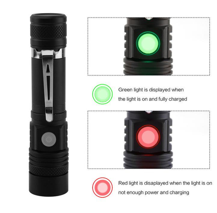 T6 Rechargeable USB High-Power LED Flashlight with Telescopic Zoom for Outdoor Use