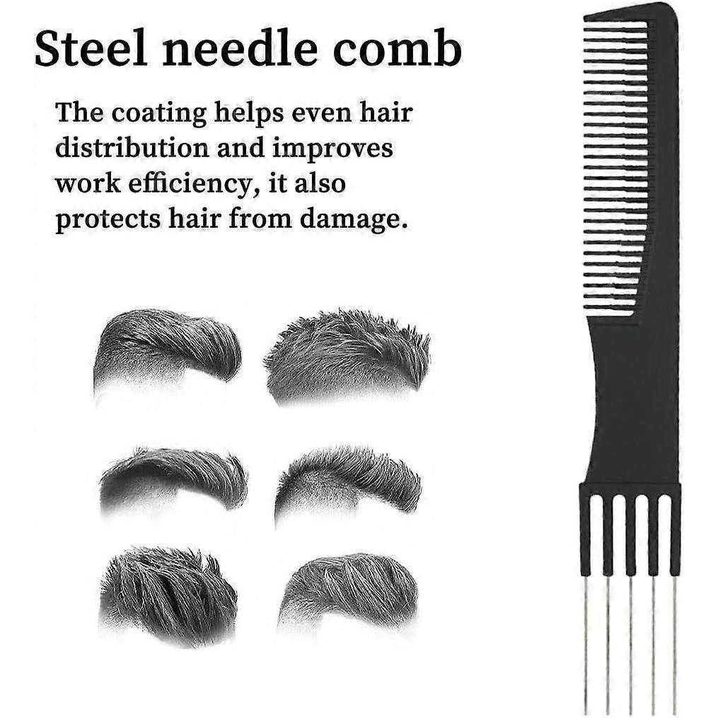 4 Afro Curling Combs for Women and Men - Detangling Comb with Metal Teeth - Wide Tooth Afro Comb for Combing and Styling Curly Hair